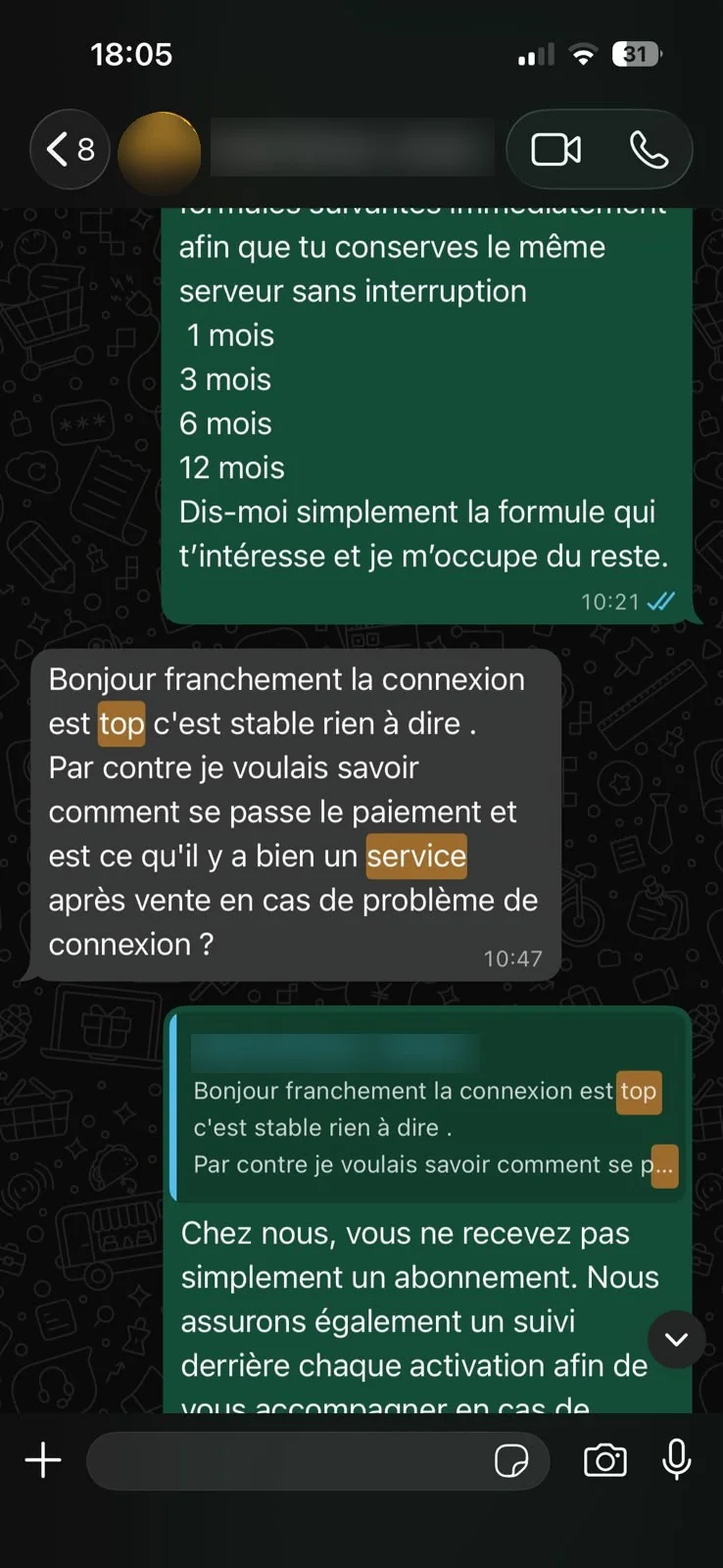 Avis client sur l'application IPTV conseillée et recommandée à ses proches