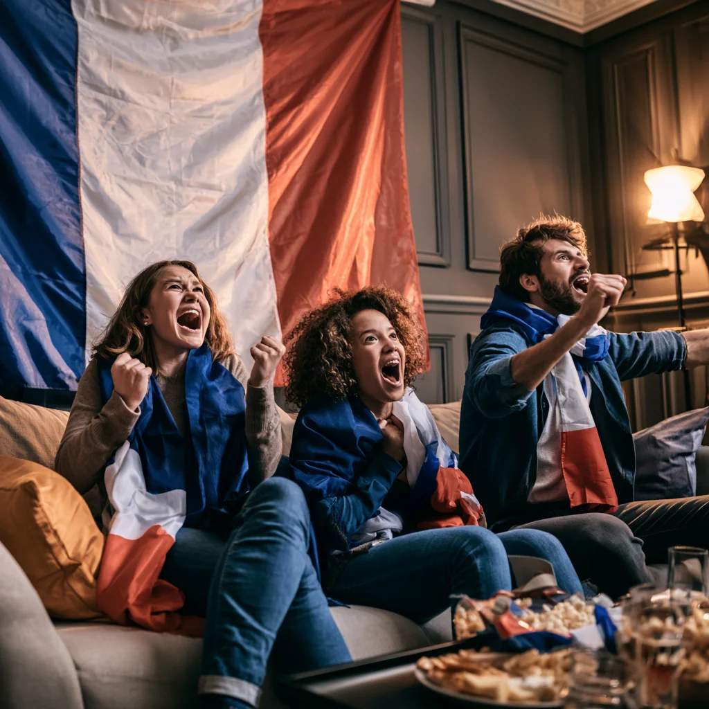 Supporters regardant un match de football en direct via un abonnement IPTV stable